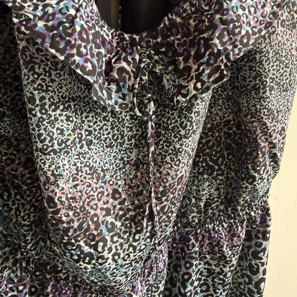 BCBGeneration Leopard Print Mini Dress Tie Front Spaghetti Strap Y2K Coquette